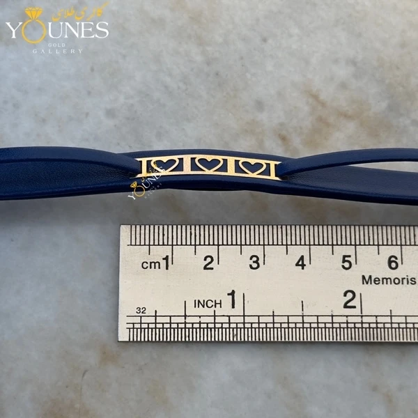 دستبند طلا زنانه چرم مستطیل قلبی